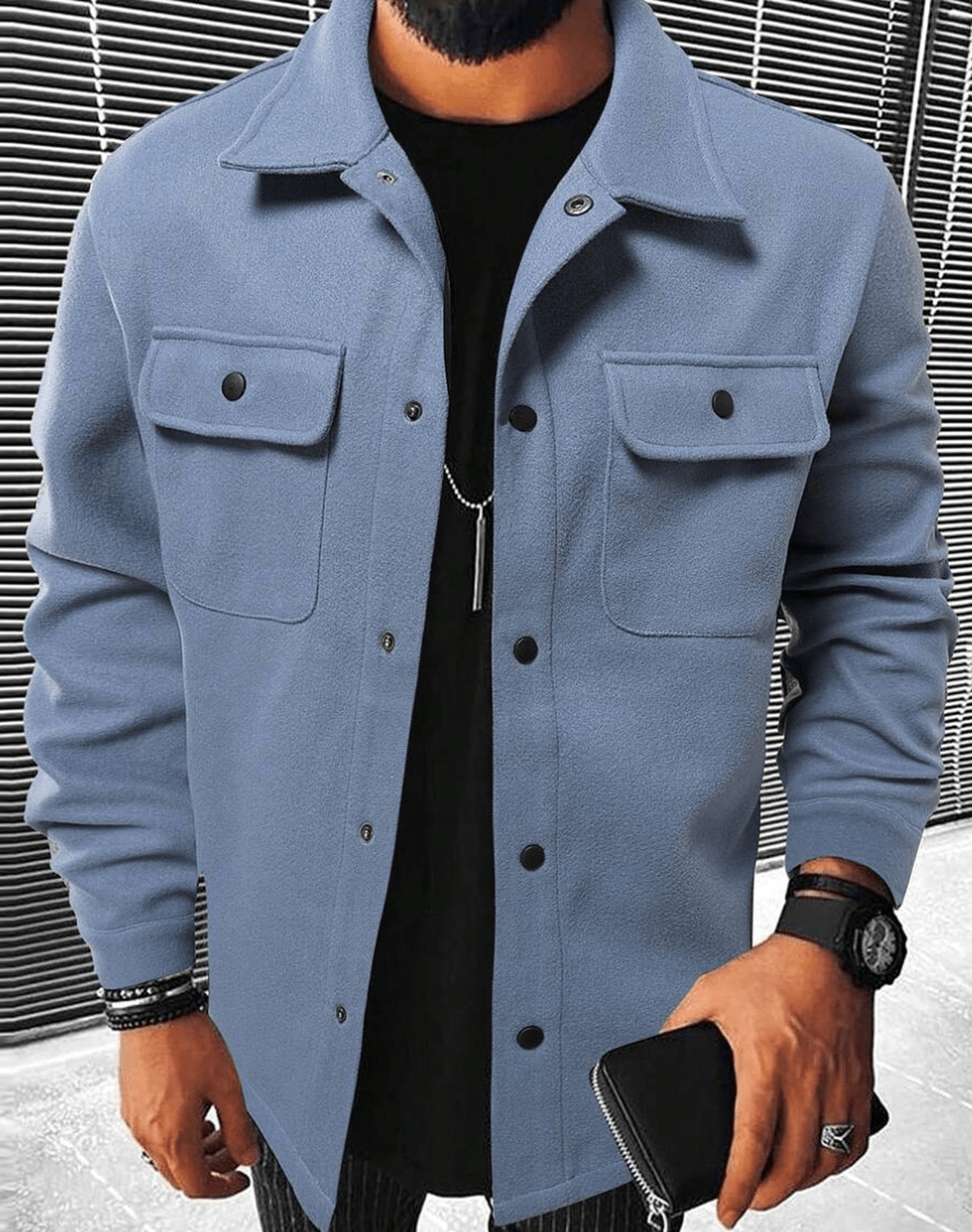 Heren Shacket Casual Met Borstzakken