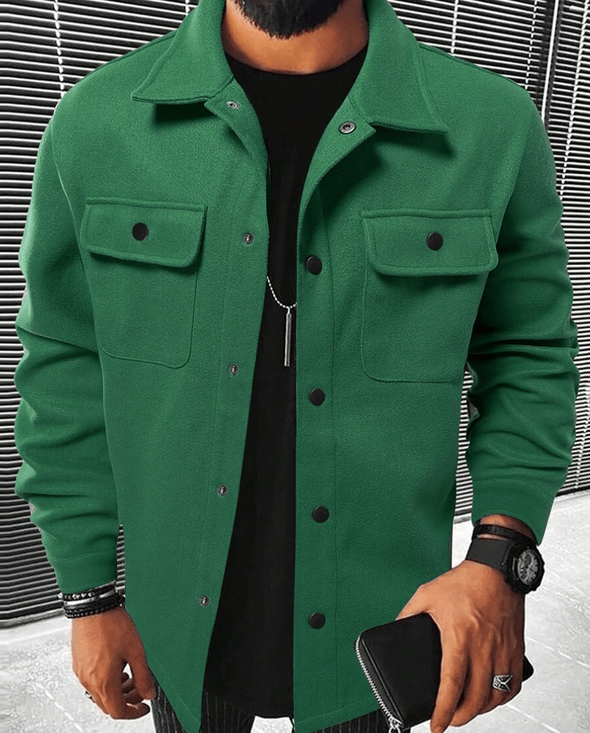 Heren Shacket Casual Met Borstzakken
