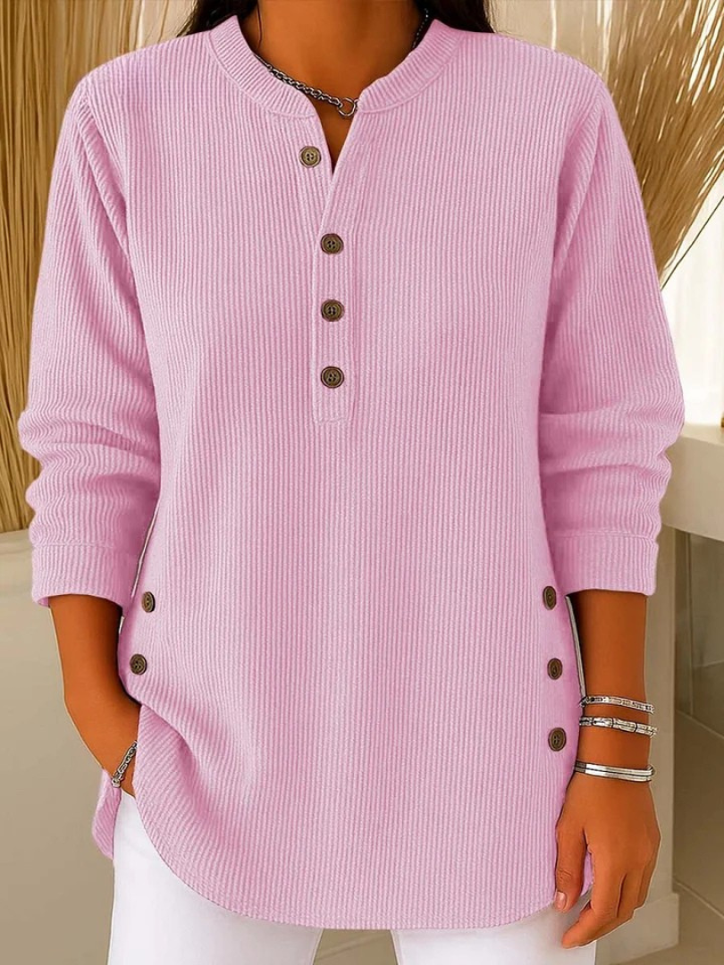 Willow | Comfortabele Geribbelde Henley Top voor Casual Stijl 0