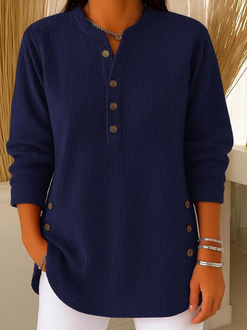 Willow | Comfortabele Geribbelde Henley Top voor Casual Stijl 2