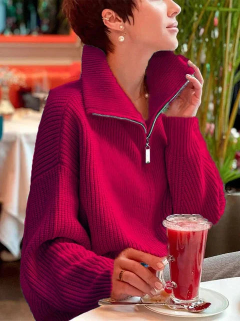 Gebreide Trui Half Zip Zachte Brei Comfortabel
