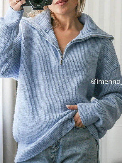 Gebreide Trui Half Zip Zachte Brei Comfortabel