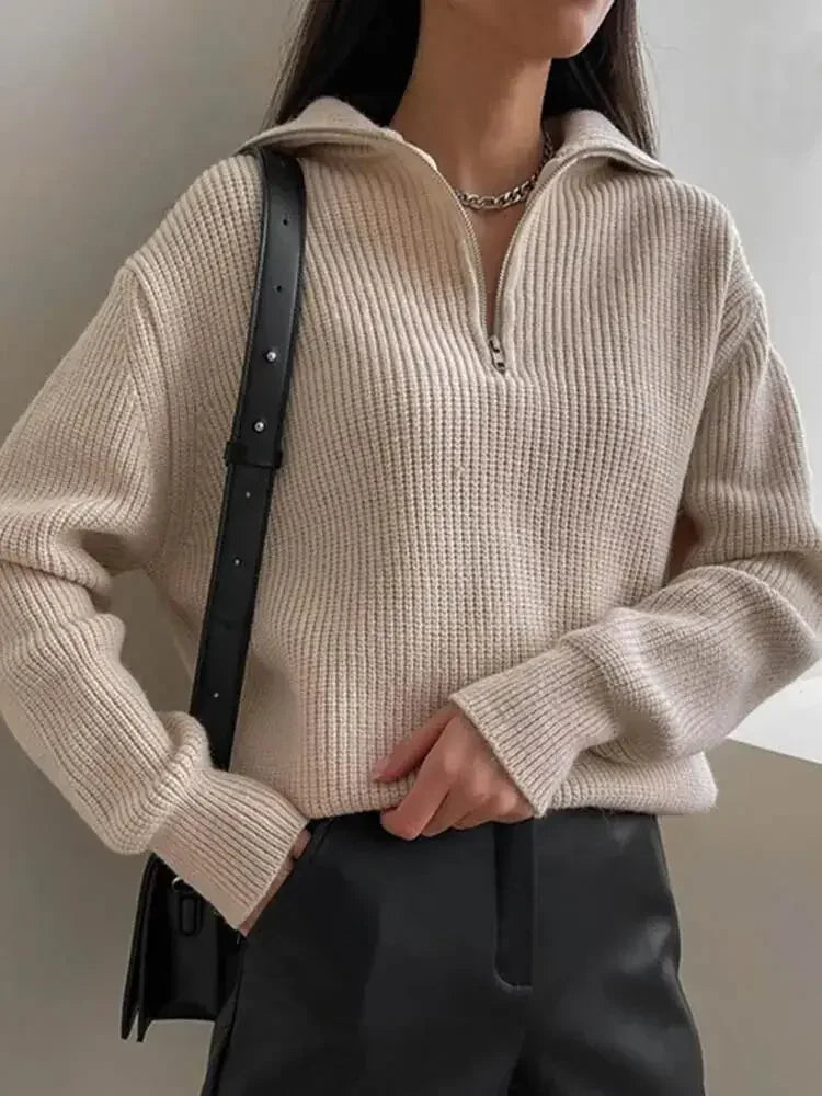 Gebreide Trui Half Zip Zachte Brei Comfortabel