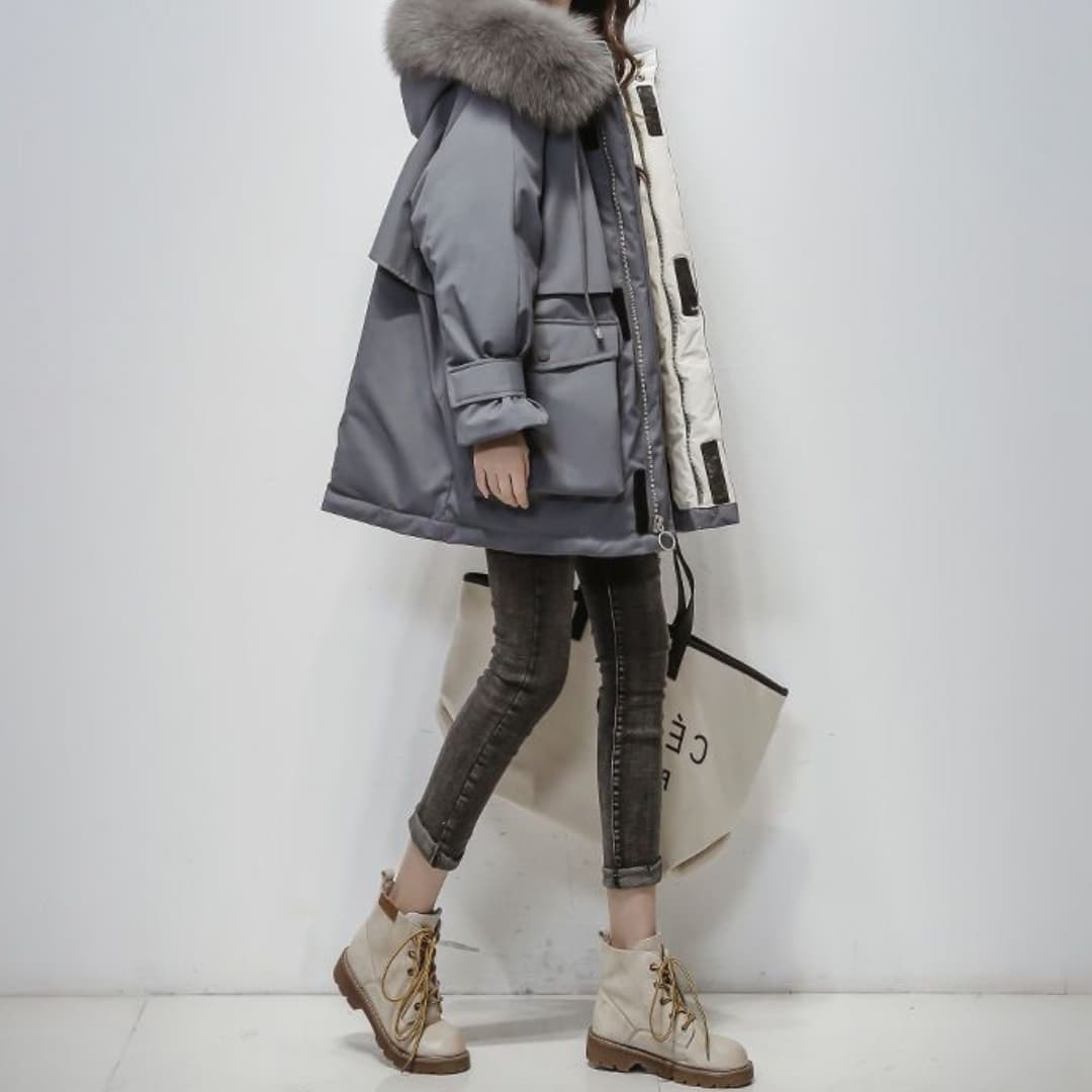 Warme Winterparka met Bontkraag – Dames Pufferjas voor de Winter