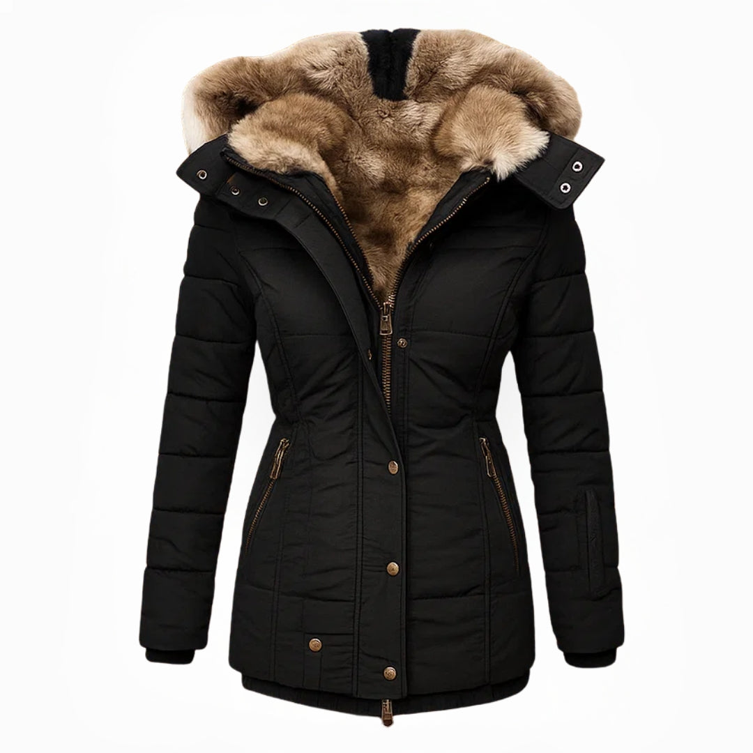 Warmte Lange Winterjas Dames met Ritszakken en Overslagrits - Mode Vibes