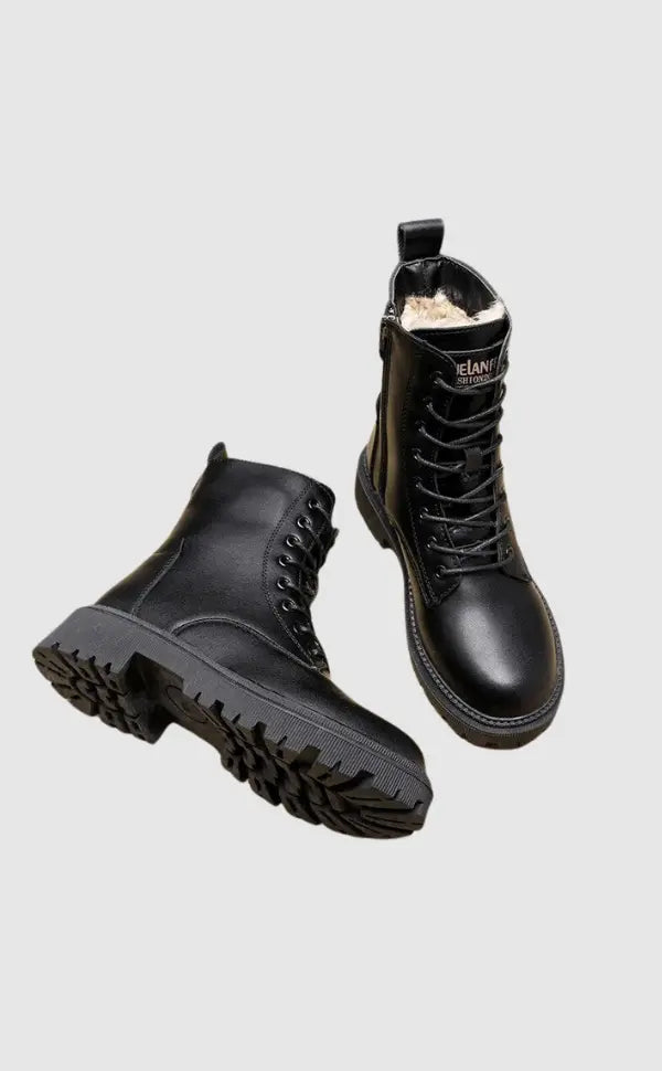 Leren Veterschoenen Zwart Gevoerd Profielzool - Mode Vibes