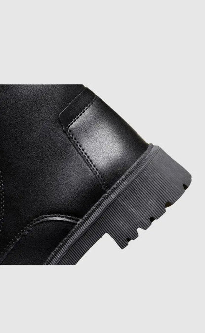 Leren Veterschoenen Zwart Gevoerd Profielzool