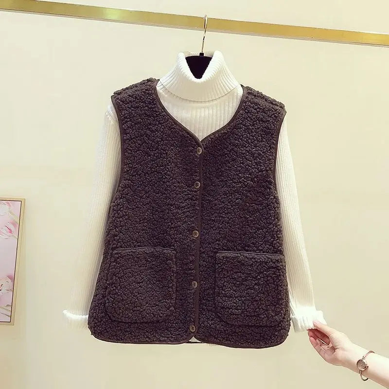 Teddy Gilet Zacht Pluche Warme Jas voor Dames