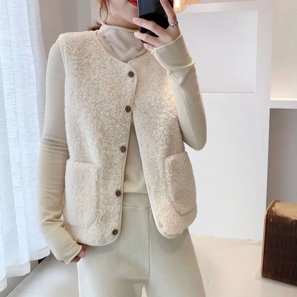 Teddy Gilet Zacht Pluche Warme Jas voor Dames - Mode Vibes