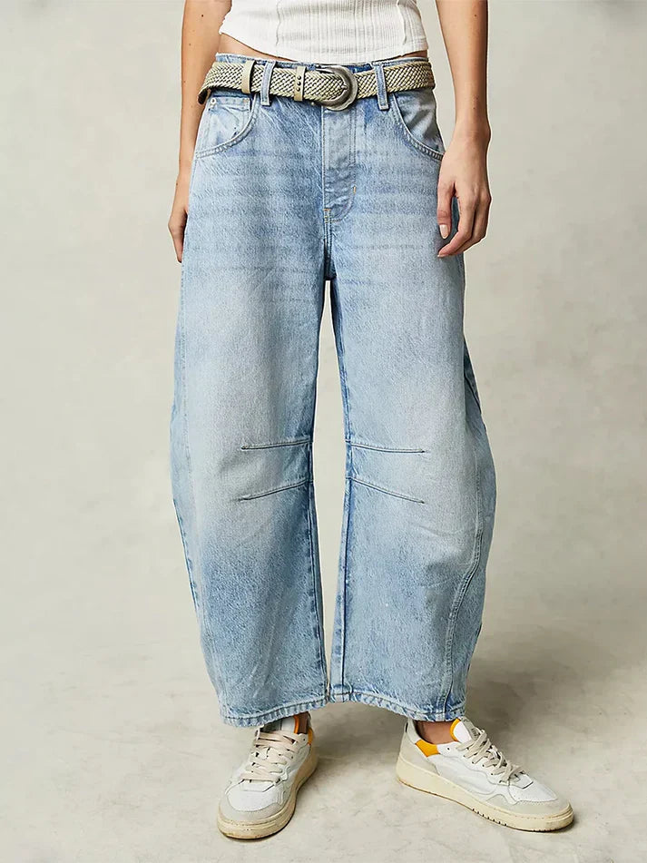 Losse Spijkerbroek Zittend Model Comfortabele Jeans
