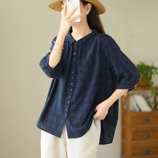 Zomerse Bries Casual Katoenen Shirt voor Vrouwen