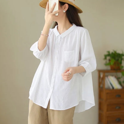 Zomerse Bries Casual Katoenen Shirt voor Vrouwen