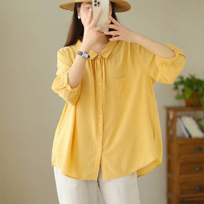 Zomerse Bries Casual Katoenen Shirt voor Vrouwen
