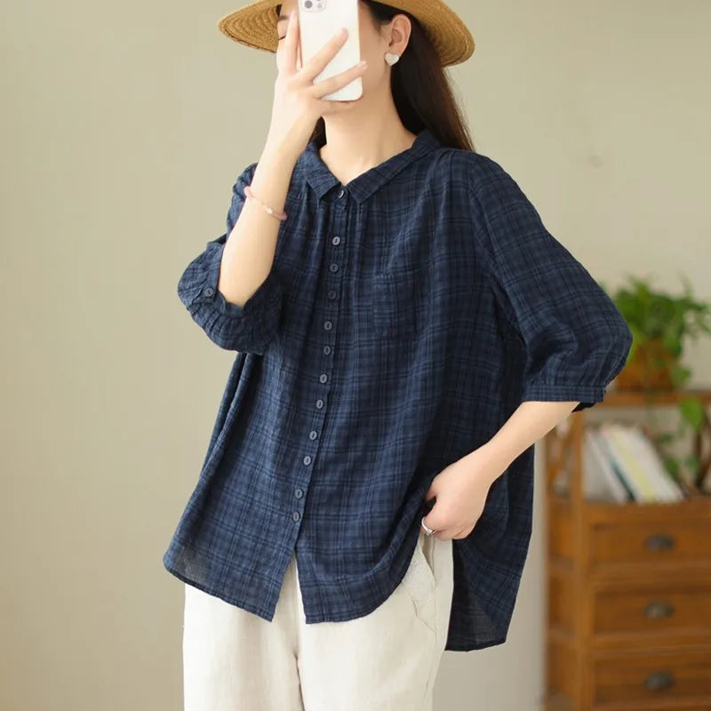 Zomerse Bries Casual Katoenen Shirt voor Vrouwen
