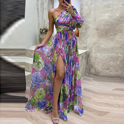 VELANORA Elegante Maxi Jurk met één Mouw
