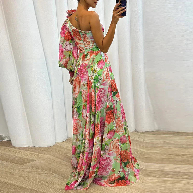 VELANORA Elegante Maxi Jurk met één Mouw