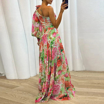 VELANORA Elegante Maxi Jurk met één Mouw