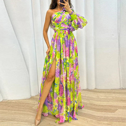 VELANORA Elegante Maxi Jurk met één Mouw