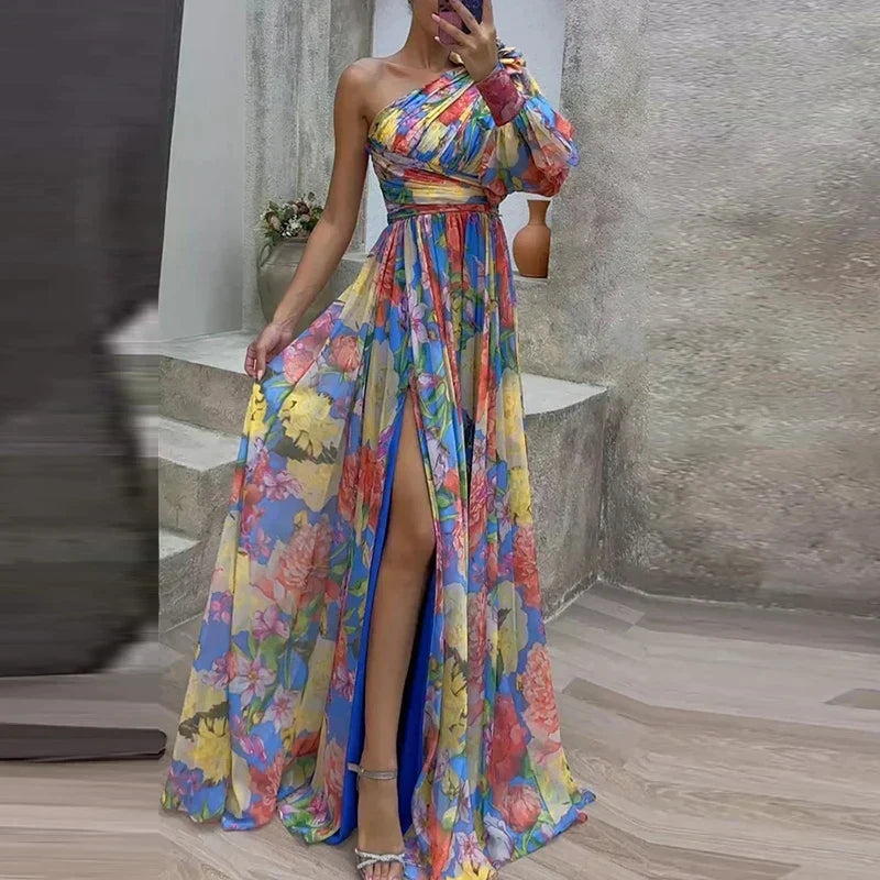 VELANORA Elegante Maxi Jurk met één Mouw