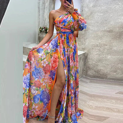 VELANORA Elegante Maxi Jurk met één Mouw