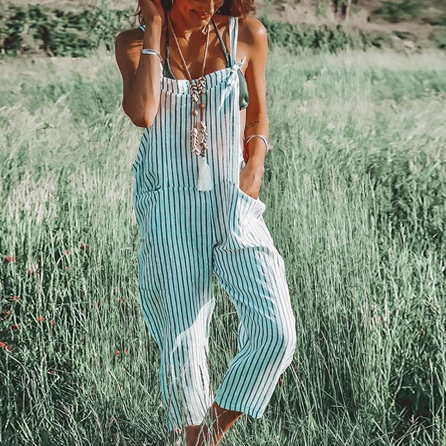 Dames Jumpsuit Zomerjurk Met Verstelbare Banden en Smalle Benen