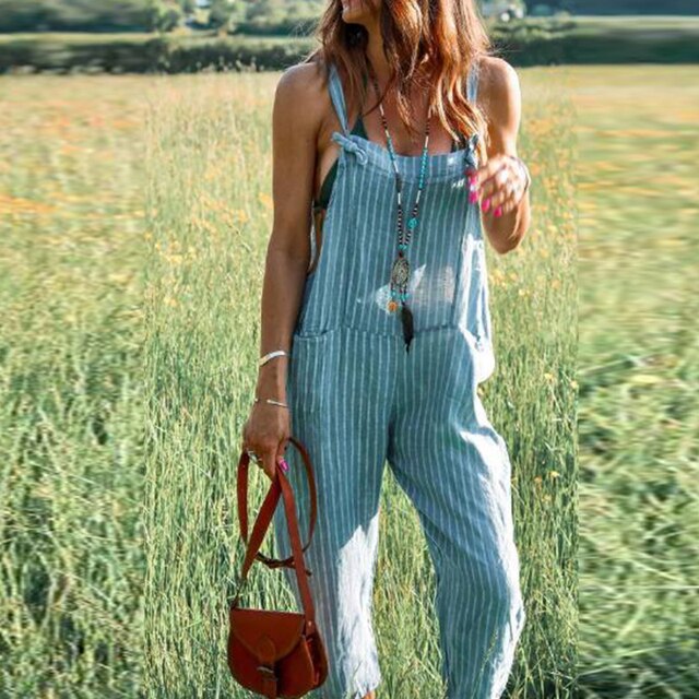 Dames Jumpsuit Zomerjurk Met Verstelbare Banden en Smalle Benen
