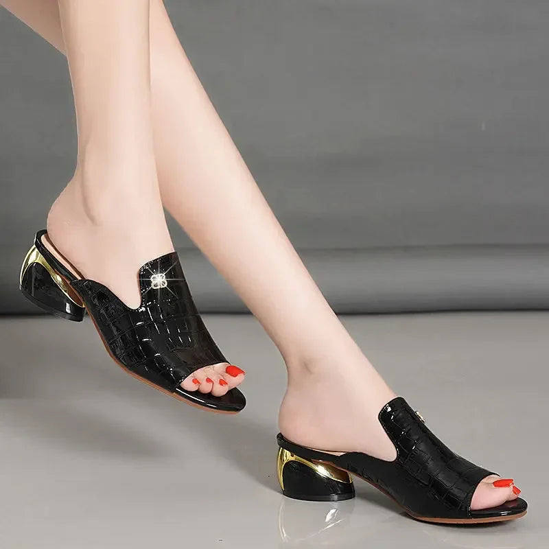 Flamenco Rode Vrouwenschoenen Leren Slippers