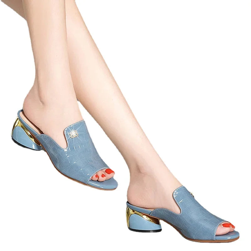 Flamenco Rode Vrouwenschoenen Leren Slippers