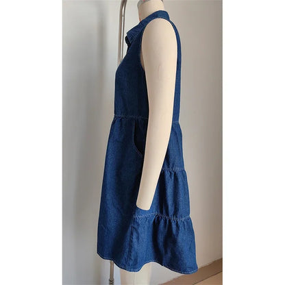 Luchtige Denim Zomerjurk voor Vrijgevochten Vrouwen