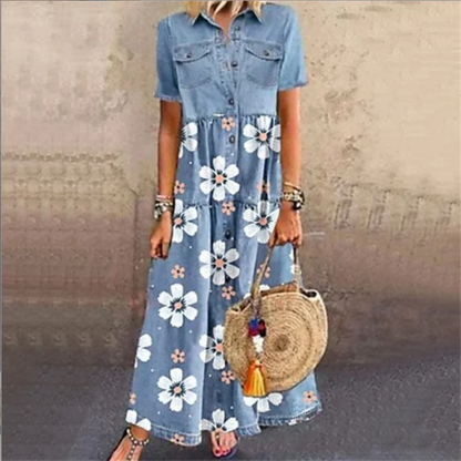 Elegante Zomerjurk met Denim Look voor Vrouwen