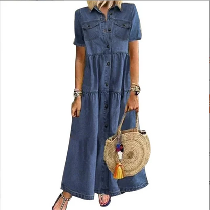 Elegante Zomerjurk met Denim Look voor Vrouwen