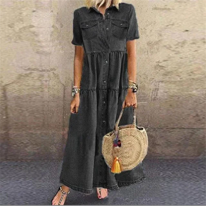 Elegante Zomerjurk met Denim Look voor Vrouwen