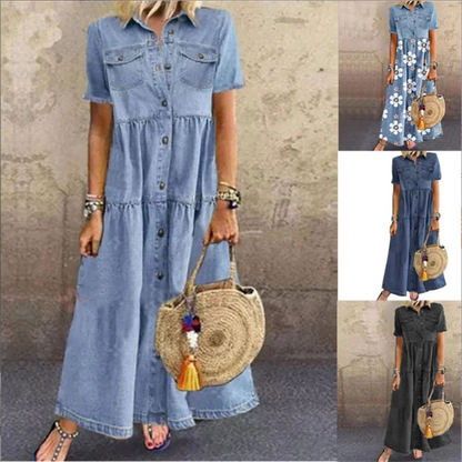 Elegante Zomerjurk met Denim Look voor Vrouwen