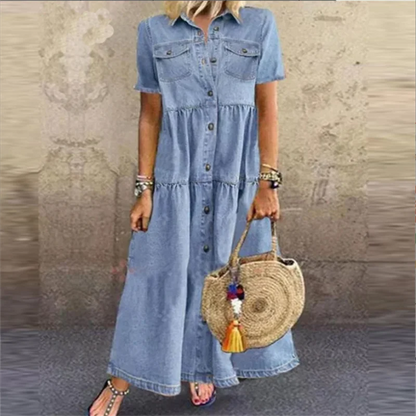 Elegante Zomerjurk met Denim Look voor Vrouwen