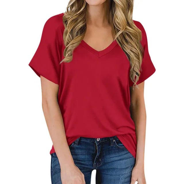 V-hals T-shirt Luna voor Dames Elegante Simpel