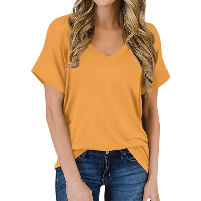 V-hals T-shirt Luna voor Dames Elegante Simpel