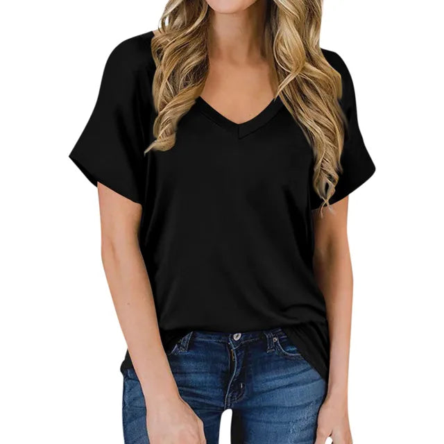 V-hals T-shirt Luna voor Dames Elegante Simpel - Mode Vibes