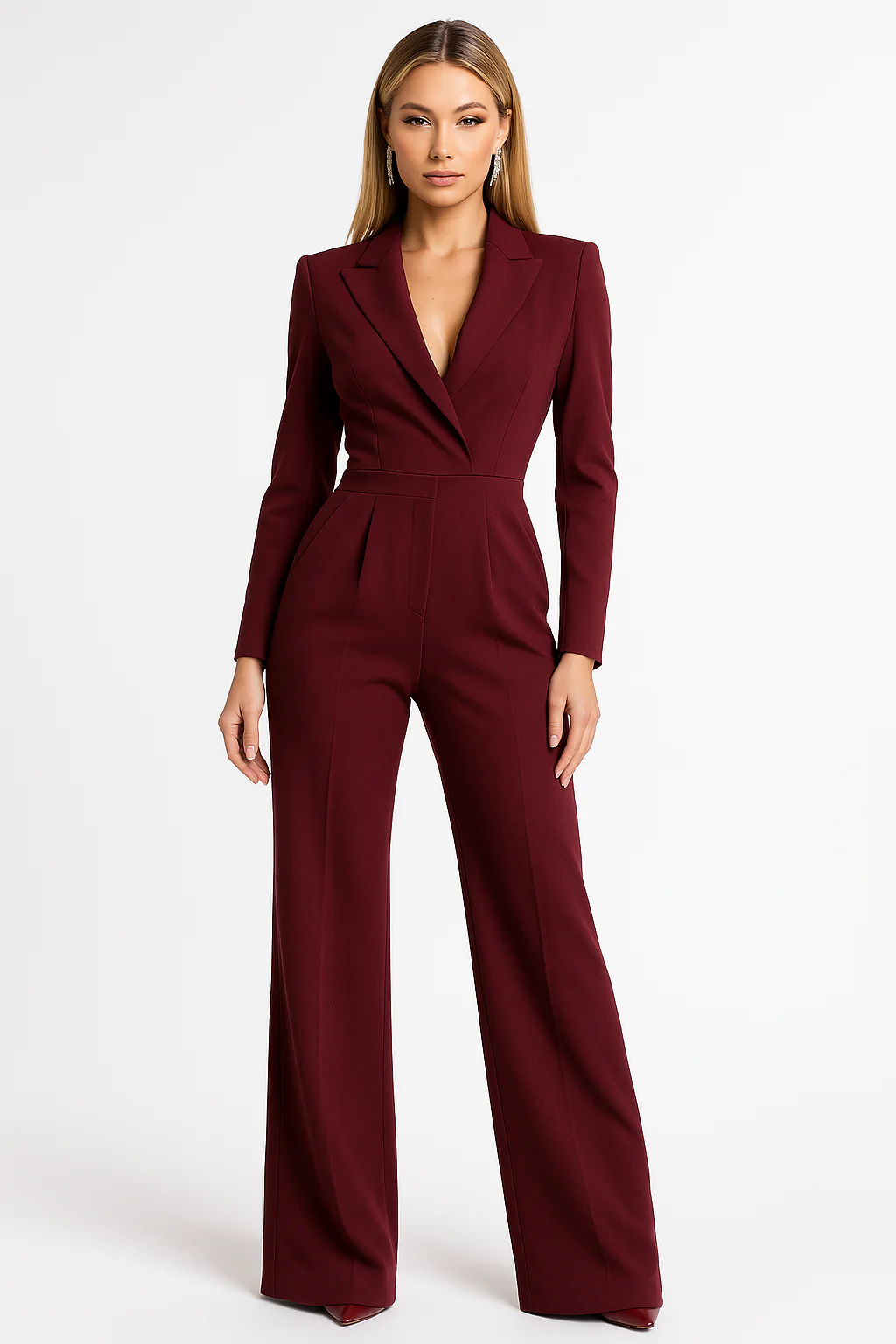 Dames Jumpsuit – Getailleerde Pasvorm met V-Hals