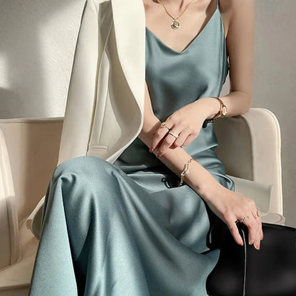 Zomerse Satijnen Maxi Jurk Eclat Elegance