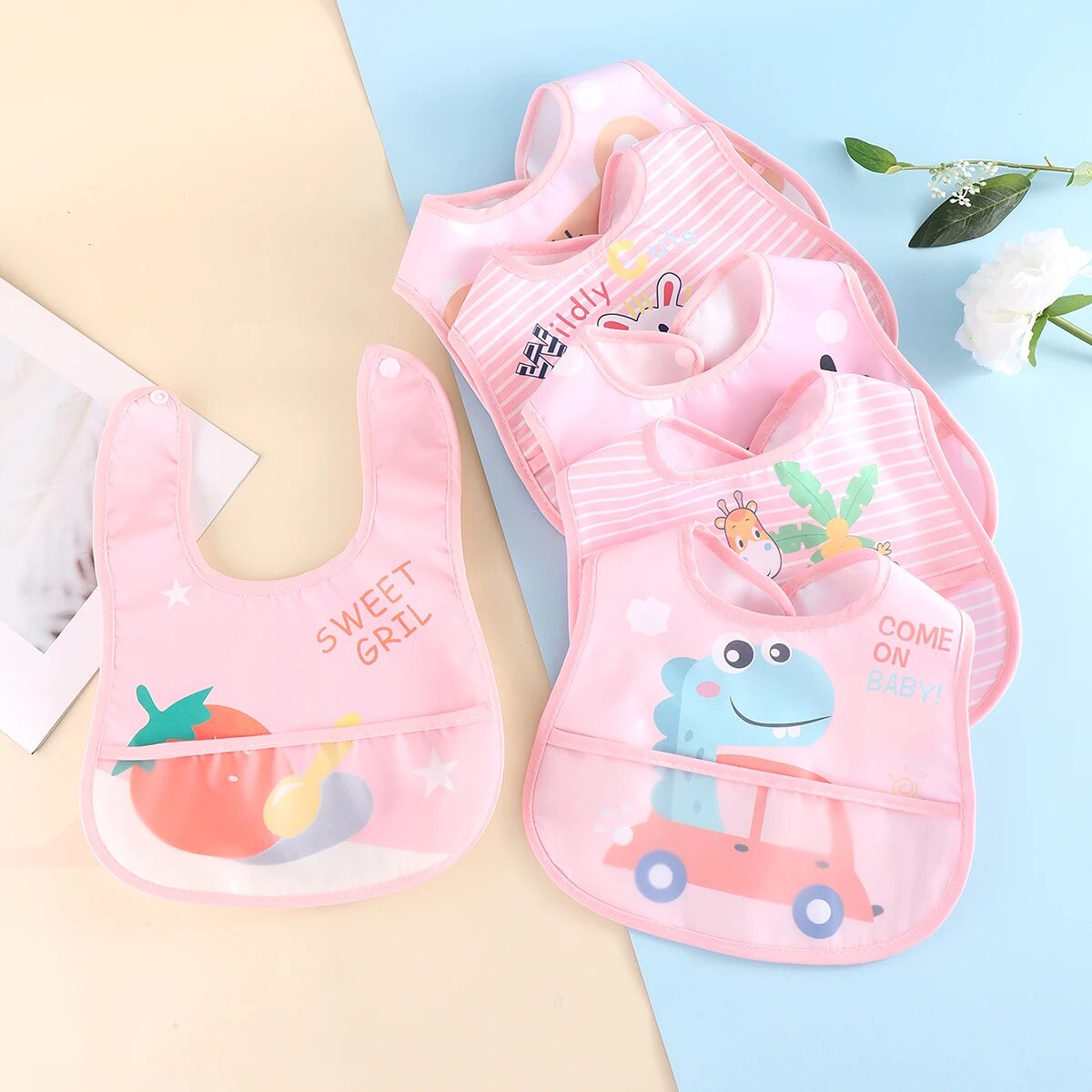 Baby Slabbetjes Waterdicht Verstelbaar 5 Delig Set