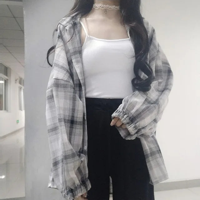 Vintage Geruite Blouse