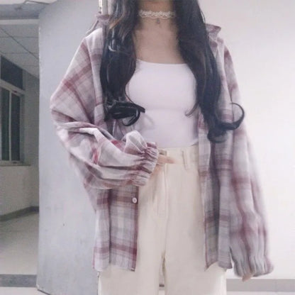 Vintage Geruite Blouse