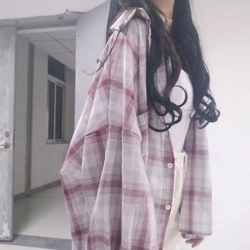 Vintage Geruite Blouse