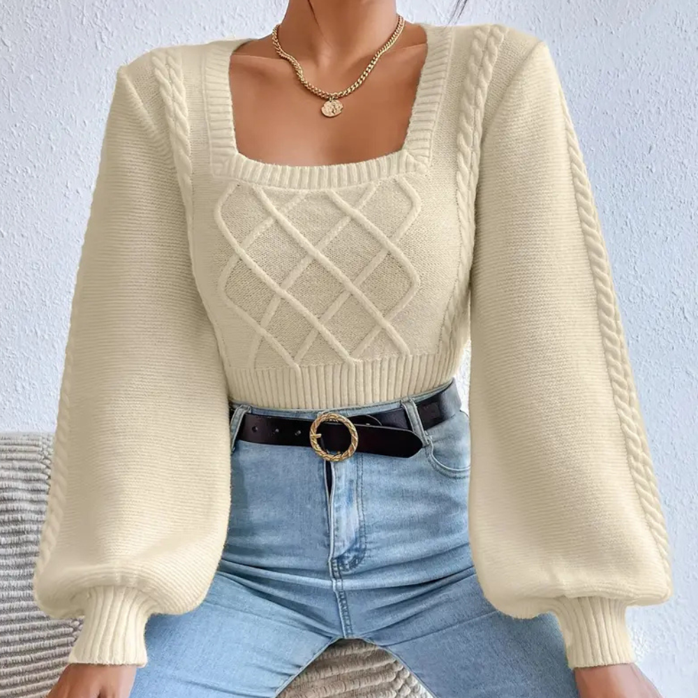 Dames Trui Gebreid Vierkant Hals Model Sienna - Mode Vibes