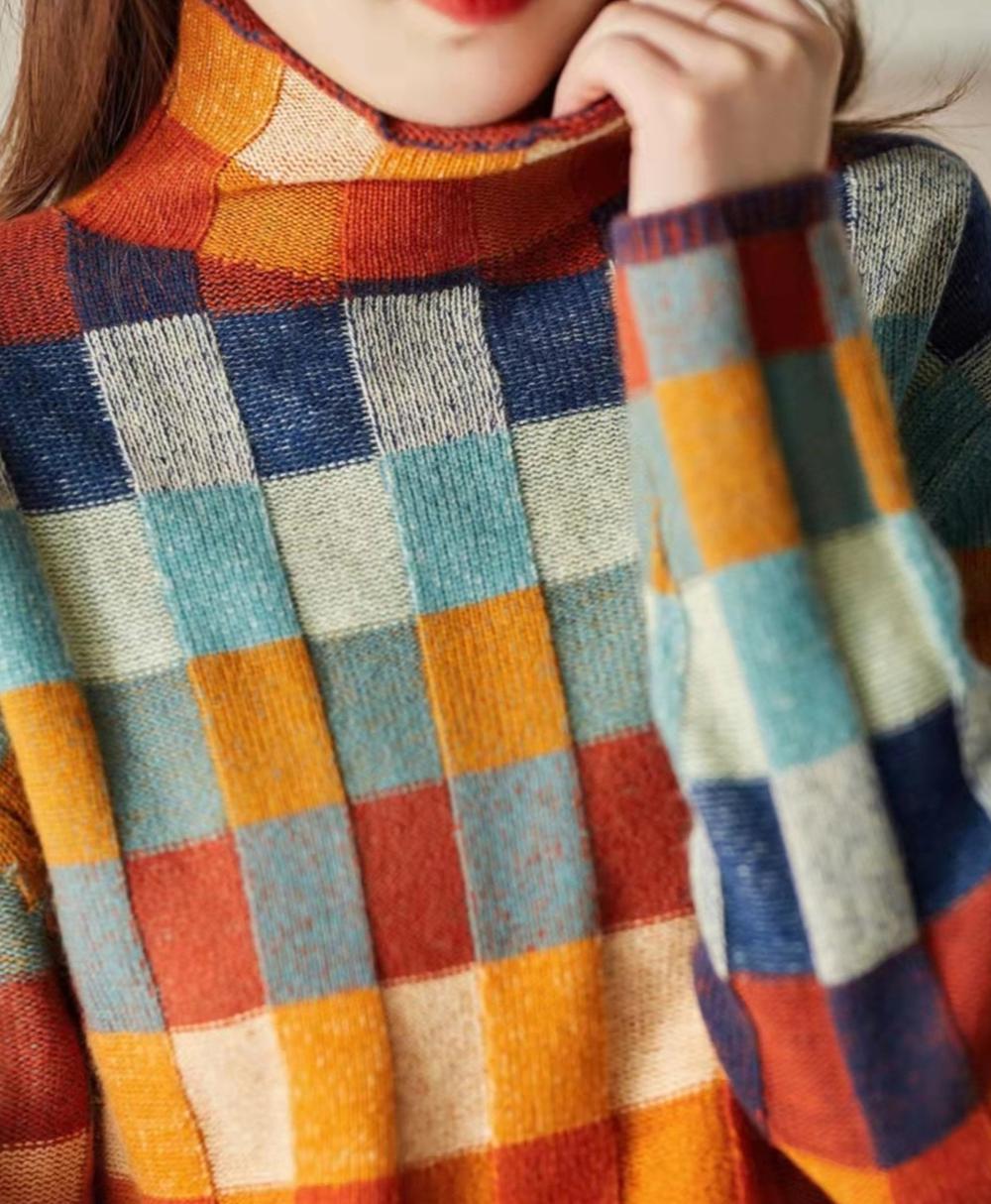 Kleurrijke Geruite Trui voor Vrouw