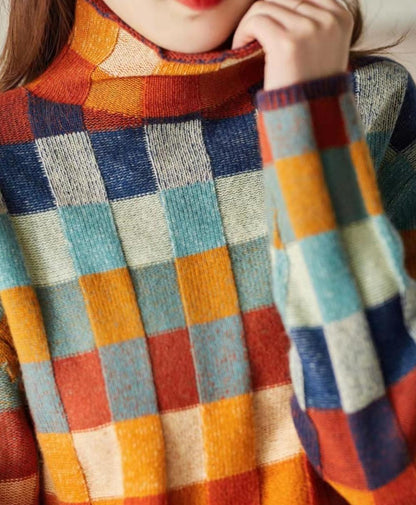 Kleurrijke Geruite Trui voor Vrouw