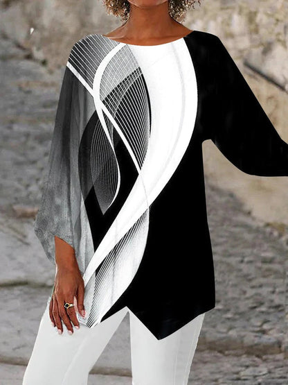 Tuniek Lange Mouwen Geometrisch Patroon Aurora Stijl