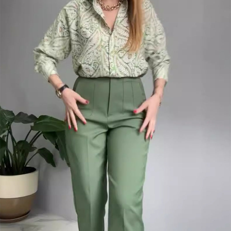 Dames pak met print – Elegant en comfortabel broekpak