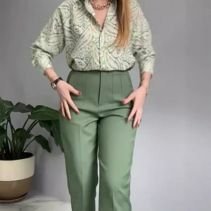 Dames pak met print – Elegant en comfortabel broekpak