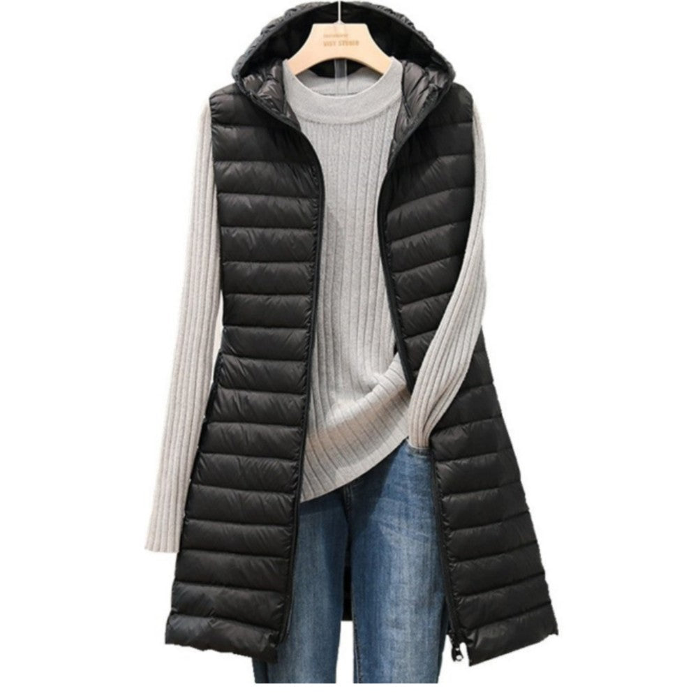 Dames Gewatteerd Vest met Capuchon - Lichtgewicht en Middellang - Herfst en Winter